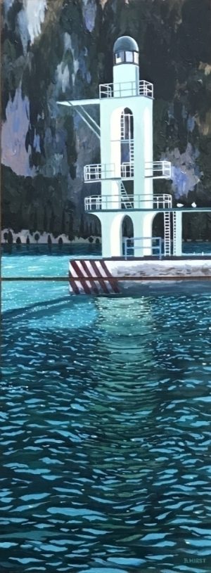 Barbara Hirst_Lighthouse Reflections at the End of Vacation 24 x 9