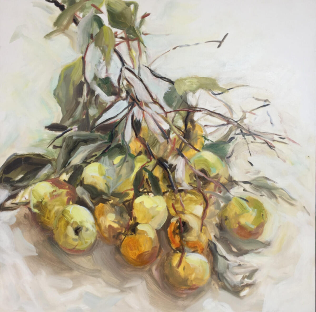 Evrard Jamie Windfall Persimmons Monday Oil on Panel 24x24 $3500